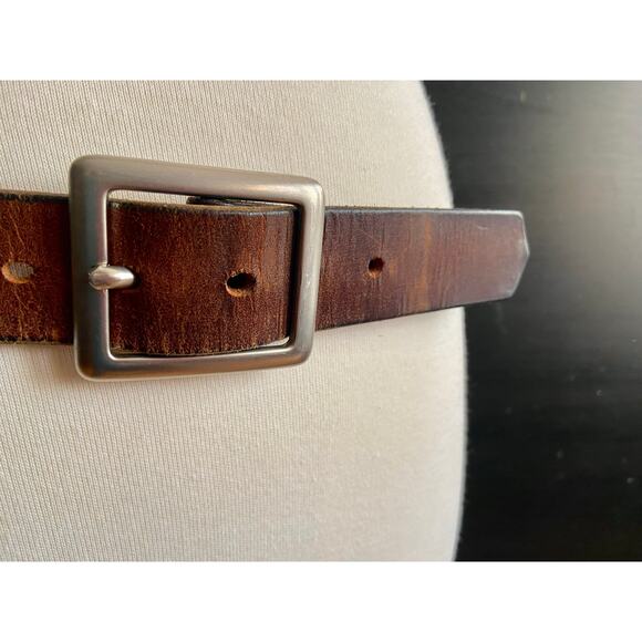 DAVID BRISTOW Distressed Brown Leather Belt Womens sz S/M - Picture 2 of 11